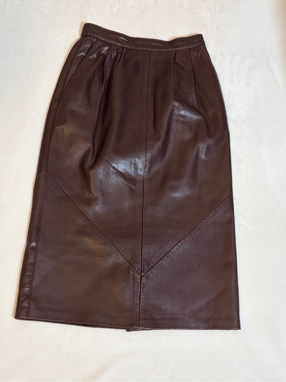 Leather Pencil Skirt in Dark Brown